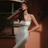Women's Tube Top Satin Fishtail Gown